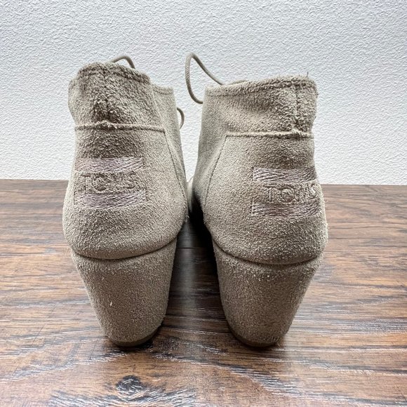 Toms Suede Wedge Lace Up Ankle Booties Women's Size 7 - Picture 5 of 12
